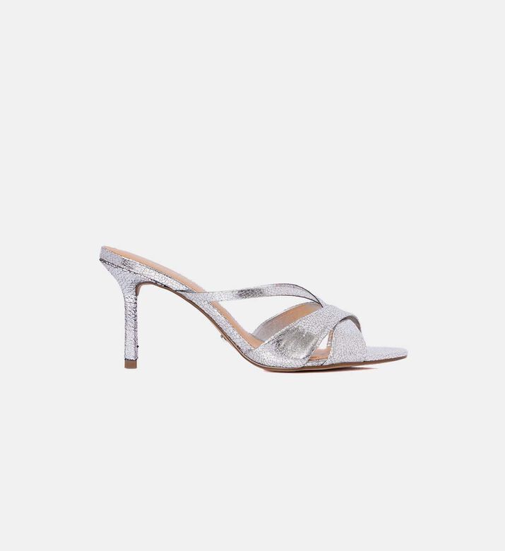 حذاء مفتوح من الخلف بكعب معدني