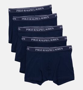 Ralph Lauren Cotton Blend Logo-waist 5-pack Trunks Set, Navy, L, Packshot View