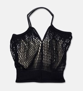 Hereu Leather-details Filt Net Tote Bag, Black, Packshot View