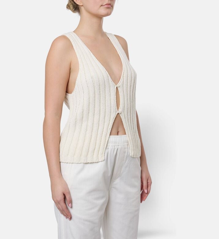 Samsoe Ribbed Knit Sleeveless Vest, Model View