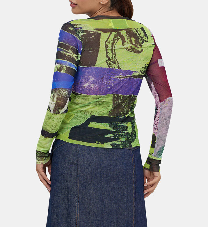 قميص بأكمام طويلة بطبعة مجردة