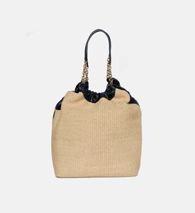 Ruched Raffia Tote Bag