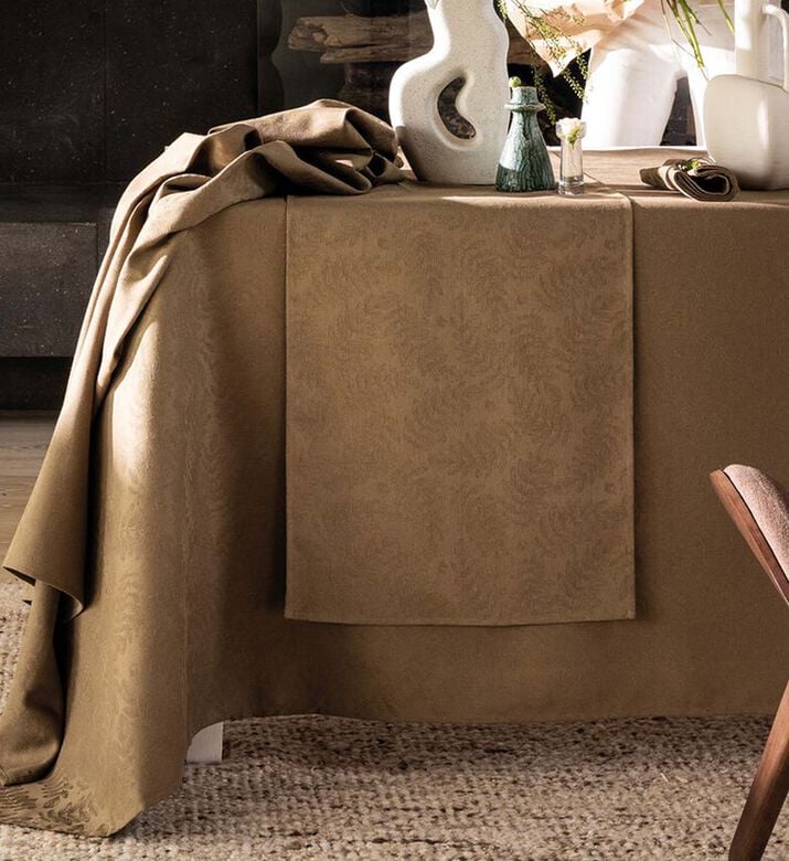 Jacquard Vegetal Mood Coated Cotton Tablecloth, Green, 150x220-cm, Packshot View