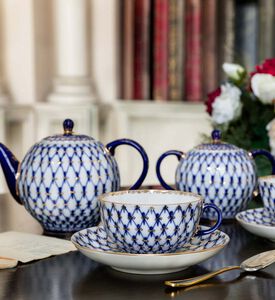 Cobalt Net Tulip Bread-butter Plate