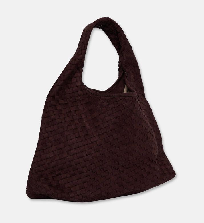 JW PEI Laura Faux Suede Woven Shoulder Bag, Dark-brown, Packshot View