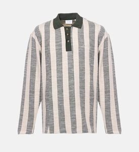 Les Deux Bowie Jacquard Long-sleeve Jersey Polo, Olive, M, Packshot View