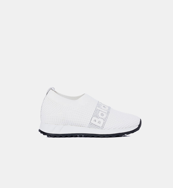Baldinini Mesh Rhinestone-embellished Slip-ons, White, Eu-41, Packshot View