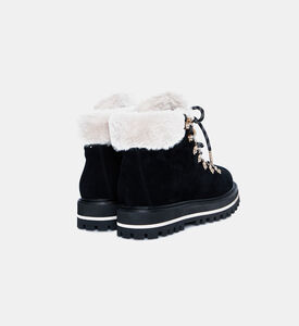 Suede Leather Fur Trim Boots