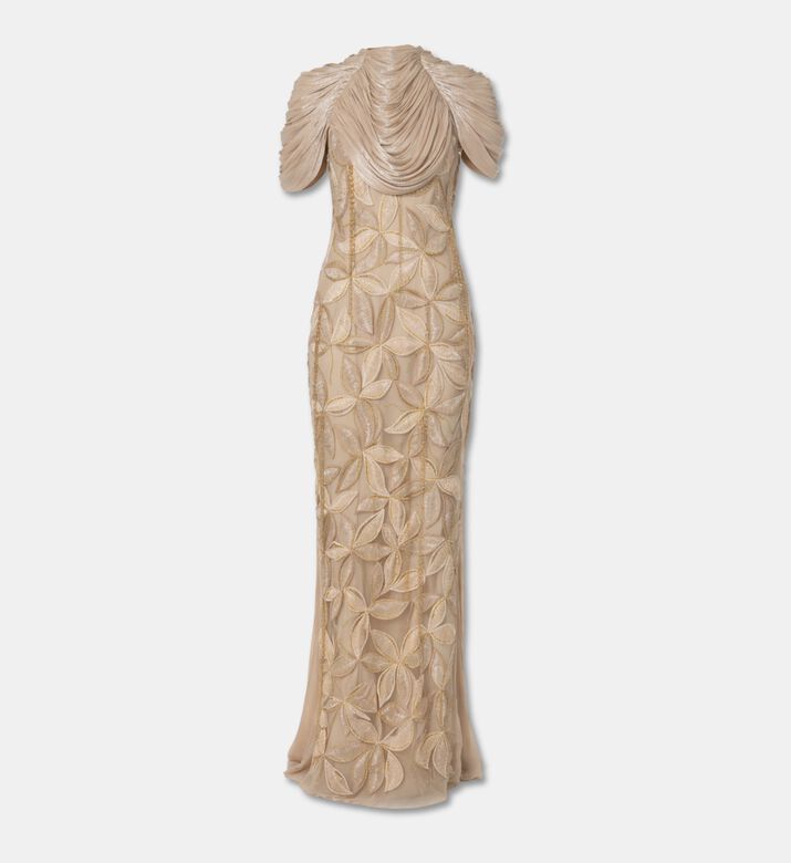 AAVVA Long Dress, Beige, M, Packshot View