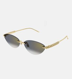 Cartier Studded Arms Rimless Oval Sunglasses 58, Grey, Packshot View
