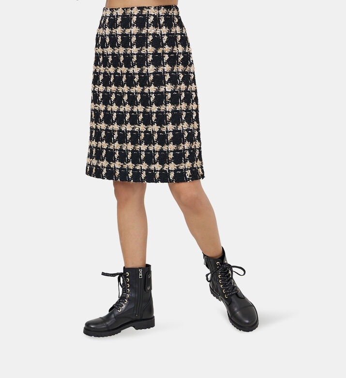 Tweed Checkered Short Skirt