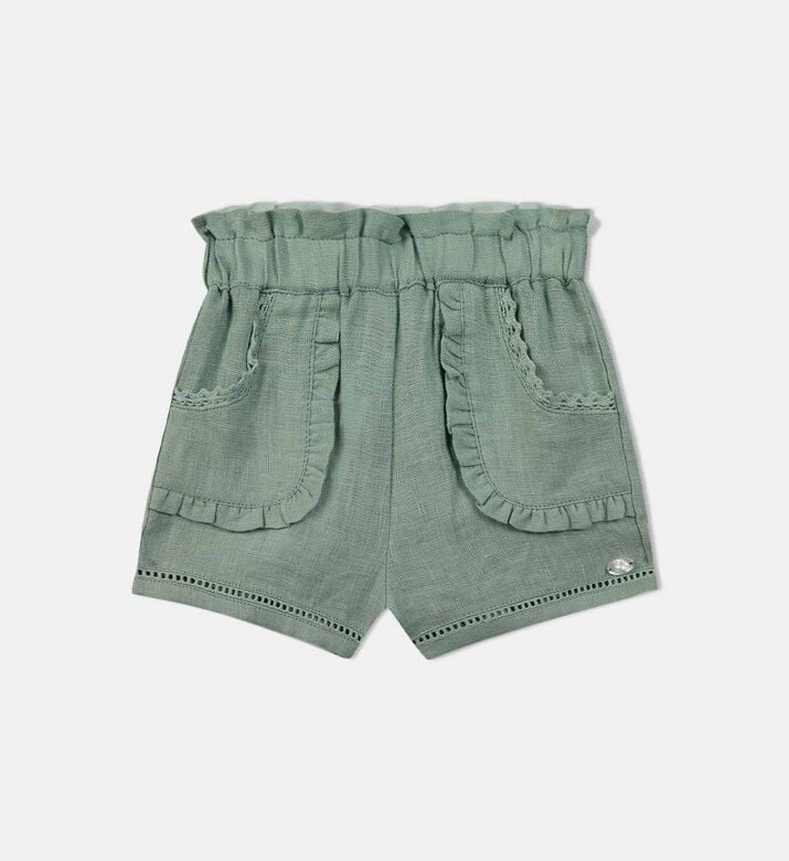 Ruffle Lace Pockets Girls Shorts