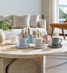 Home Deco and More Japanese 6-piece Coffee Cup Saucer Set, Packshot View