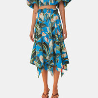 Anthurium Garden Asymmetric Midi Skirt