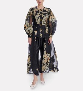 Poca and Poca Floral-embroidery Puffy Sleeve Blouse, Model View