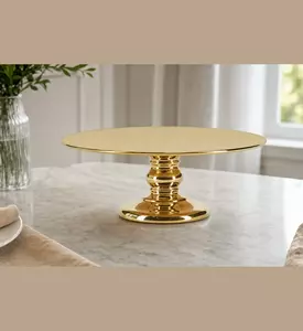 Cozy Round Golden-finish Cake Stand, Model View
