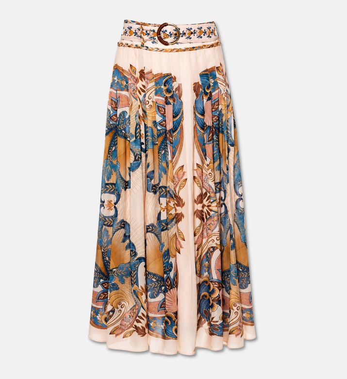 Farm Rio Pleated Belted Midi Skirt, Packshot View