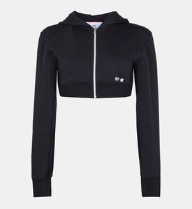 سويت شيرت قصير بغطاء رأس وسحّاب