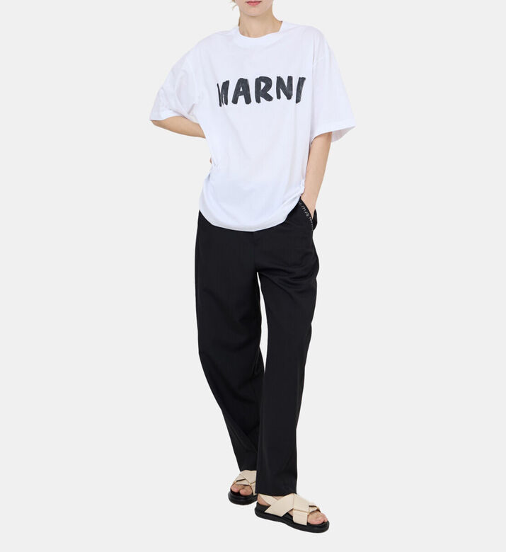 Marni Logo-embroidered High-waist Pants, Model View