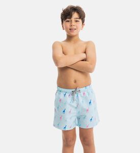 شورت سباحة قصير أزرق بطبعة زرافات