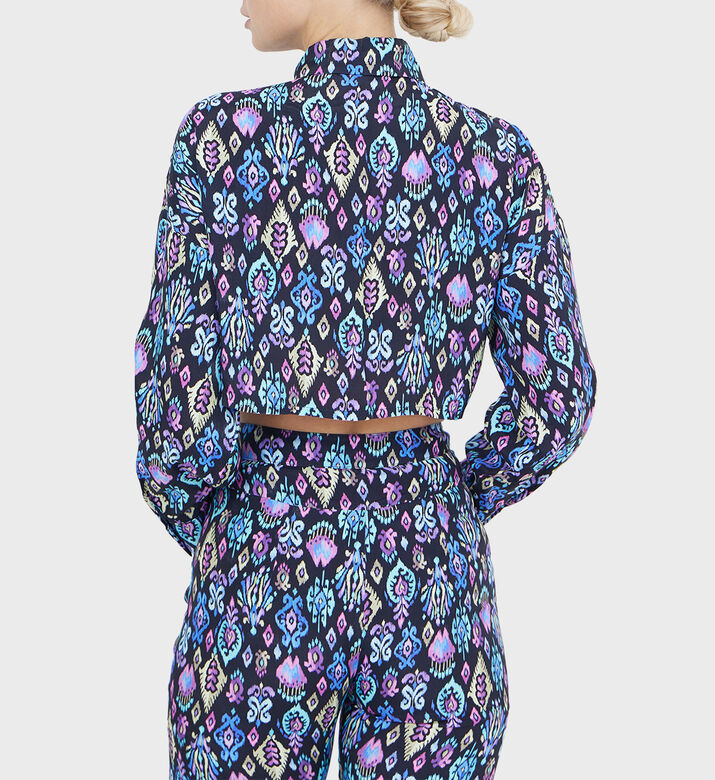 قميص قصير بتفاصيل عرقية داكنة