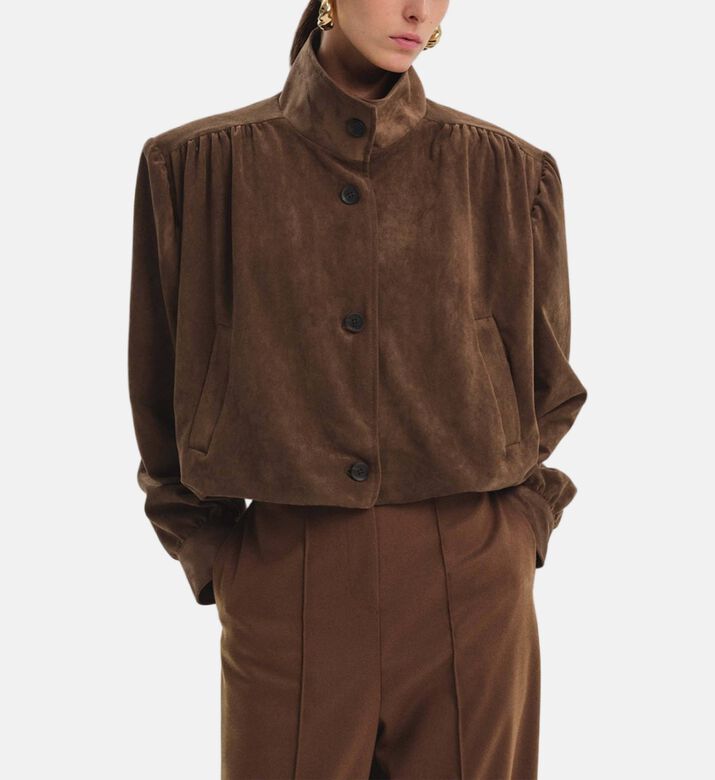 Button Closure Bomber Jacket