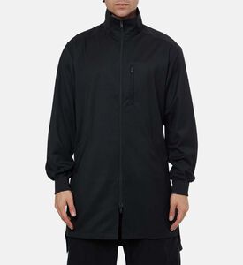 جاكيت طويل الأكمام بياقة عالية وحافة منقسمة وسحاب كامل