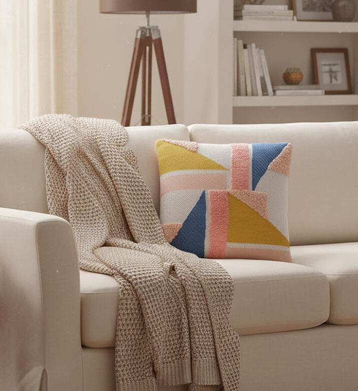 Home Deco and More Farfala Embroidered Design Cushion, Packshot View
