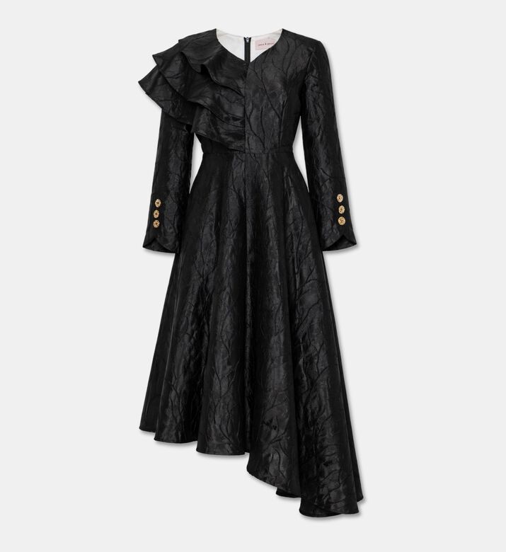 Poca and Poca Ruffled Long-sleeve Midi Dress, Packshot View