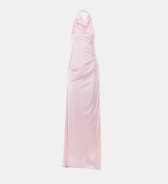 Draped Halter Neck Maxi Gown