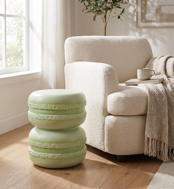 Leitmotiv Stacked Macaron-inspired Stool, Green, Packshot View