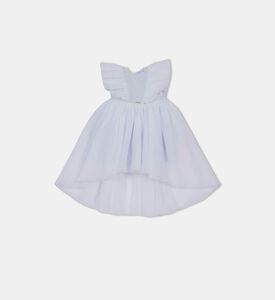 Tulle Ruffled-sleeve Asymmetric Dress