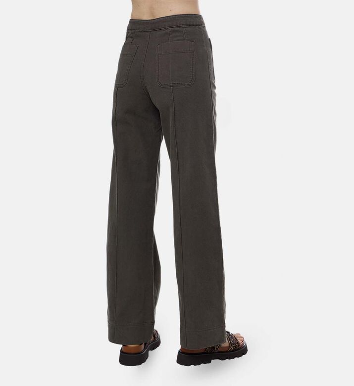 Canvas Patch Pockets Wide-leg Pants