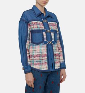 Edward Achour Paris Patchwork Buckle Jacket, Model View
