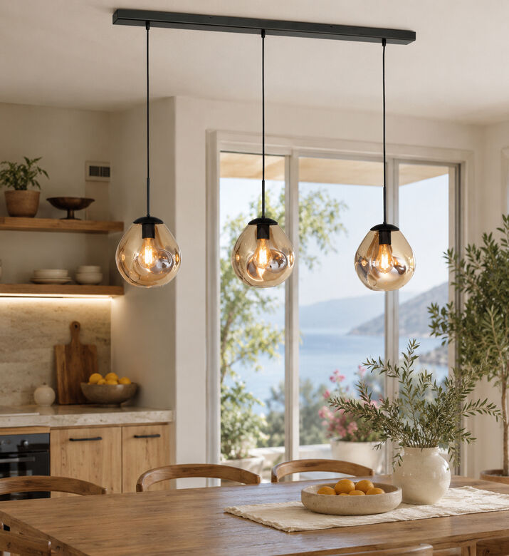Masterlight Lava Triple Organic Glass Ceiling Lamp, Packshot View