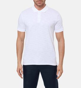 Vince Button Placket Short-sleeve Polo, White, L, Model View