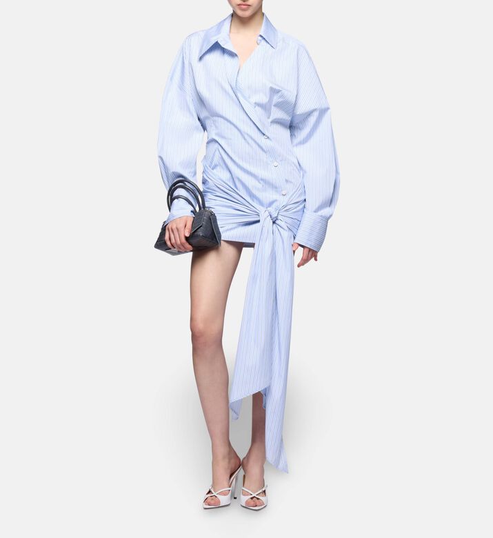 The Attico Stripe-print Button Closure Mini Dress, Model View