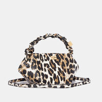 Leopard-print Braided Handle Bag