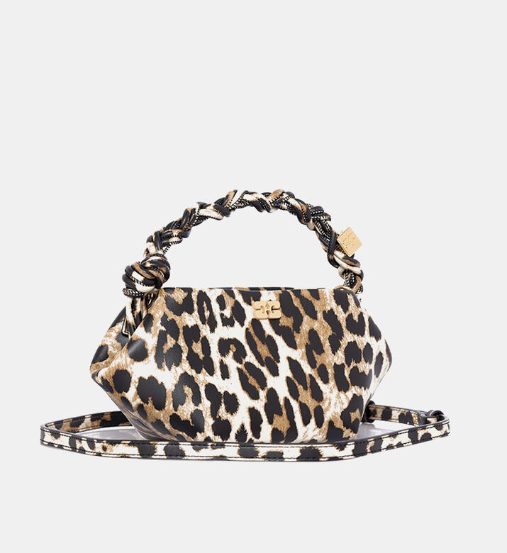 Leopard-print Braided Handle Bag