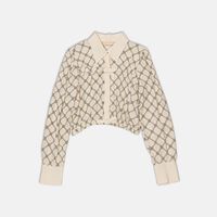 Poplin Bow-detail Geometric-print Blouse