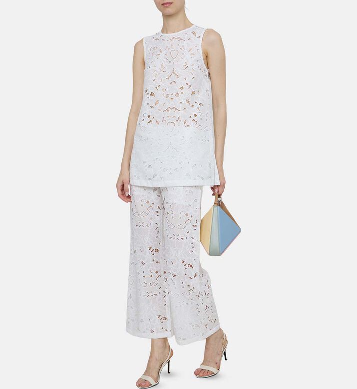 بنطال دانتيل بنقشة عريض الساقين