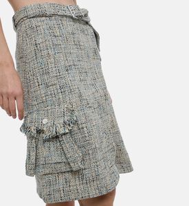 Ganni Tweed Wrap Midi Skirt, Model View