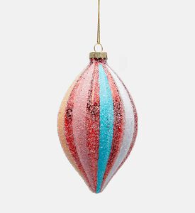 Edg Glass Spindle-shaped Striped Ornament, White, Packshot View