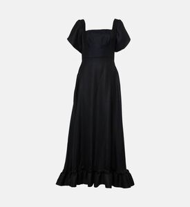 Savanna Ruffle Hem Short-sleeve Maxi Dress, Black, L, Packshot View