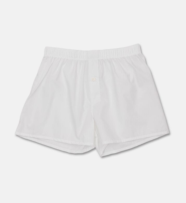 Hanro Fancy Woven Buttoned Boxer, White, M, Packshot View