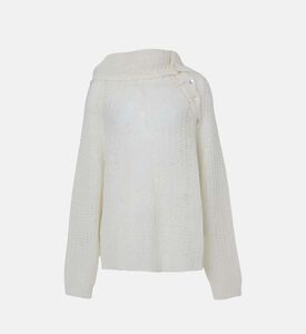 سترة بياقة عالية مطوية محبوكة