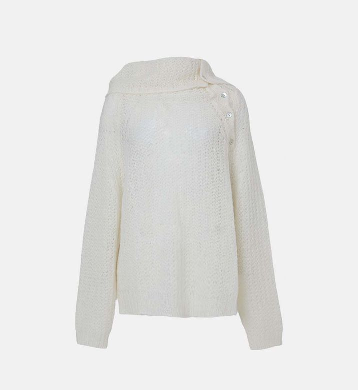 سترة بياقة عالية مطوية محبوكة