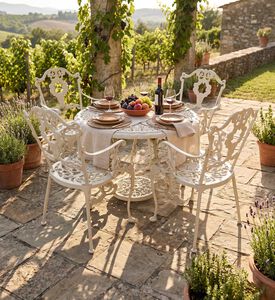Home Deco and More Grape Dining Table With 4 Chairs Off White 90 X 70 Cm, Packshot View