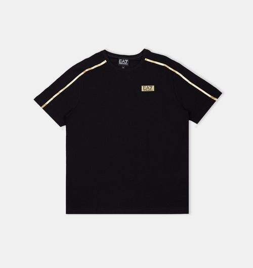 Cotton Gold Striped Logo T-shirt