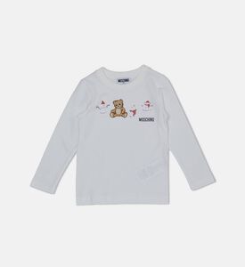 Festive Teddy Bear-print Logo-print Long-sleeve T-shirt Festive Teddy Bear-print Logo-print Long-sleeve T-shirt